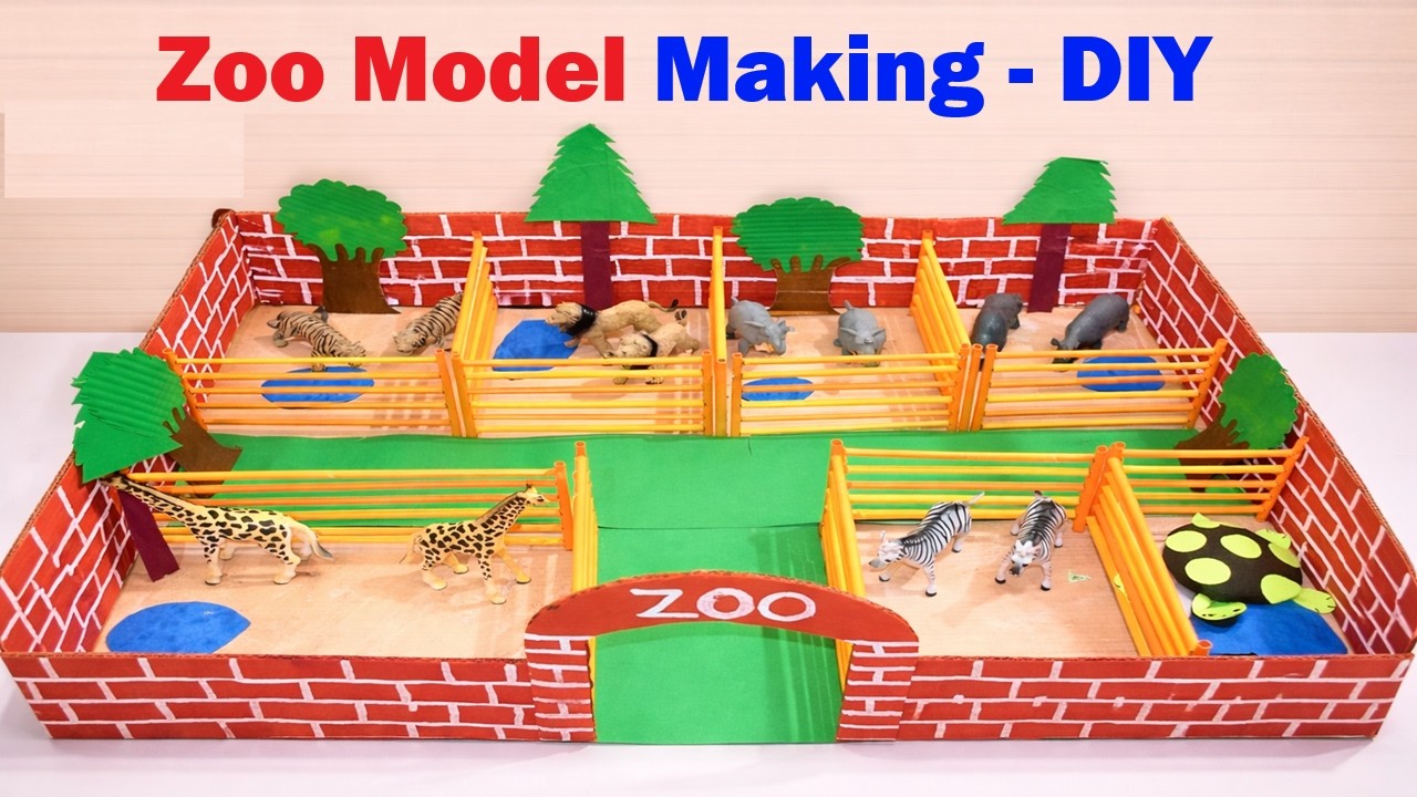 Zoo Model Making | Easy DIY School Project Using Cardboard & Paper | howtofunda