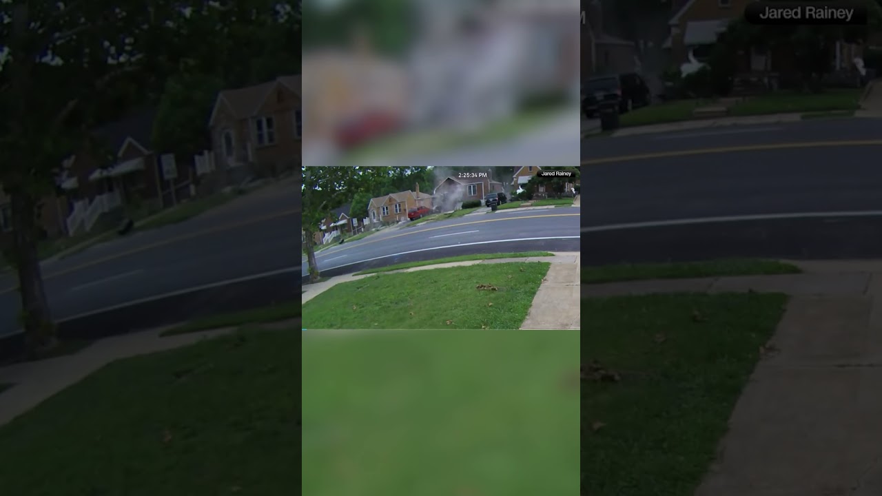 Video shows out-of-control car fly through air, slam into house