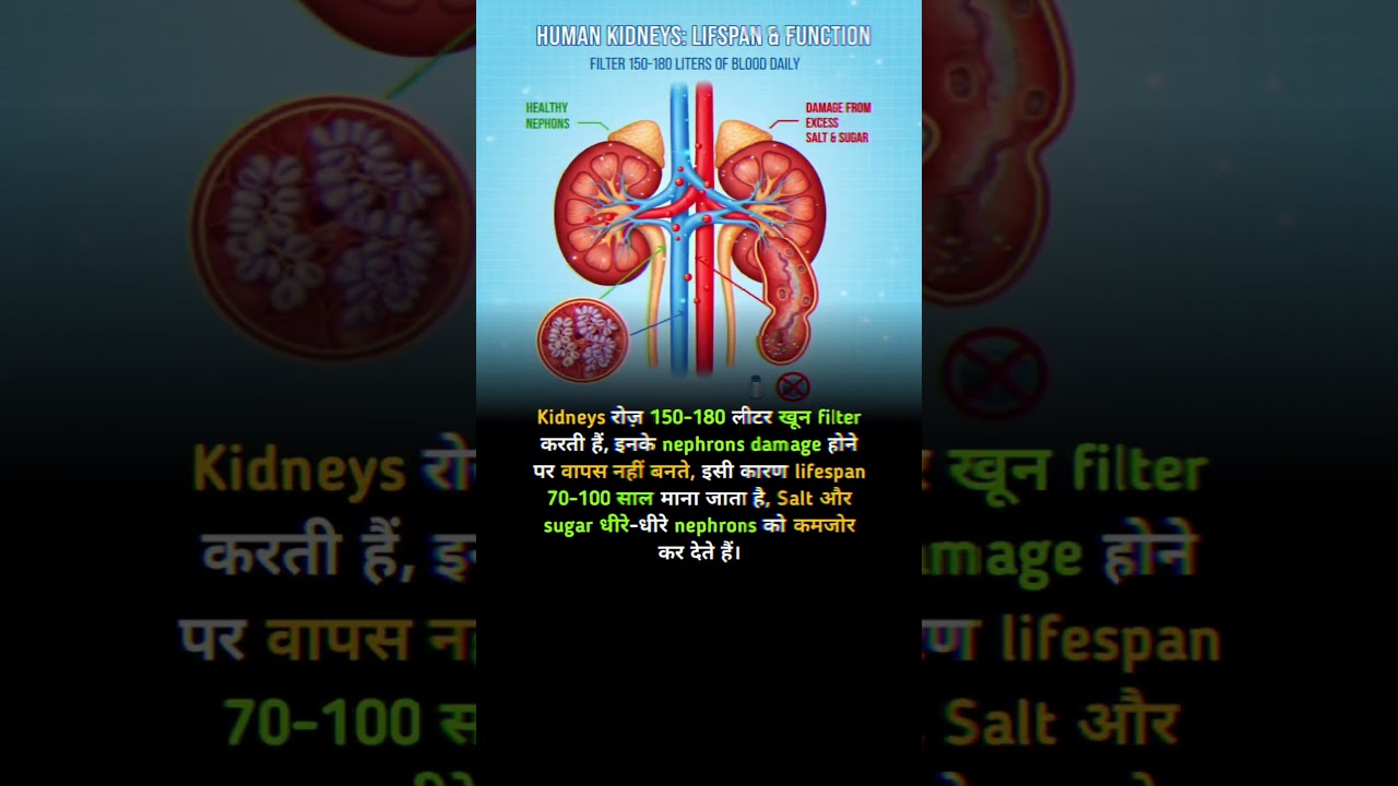 Kidney 150–180 Litre Blood Filter Karti Hai 😱 | Salt & Sugar Se Kidney Damage Truth 