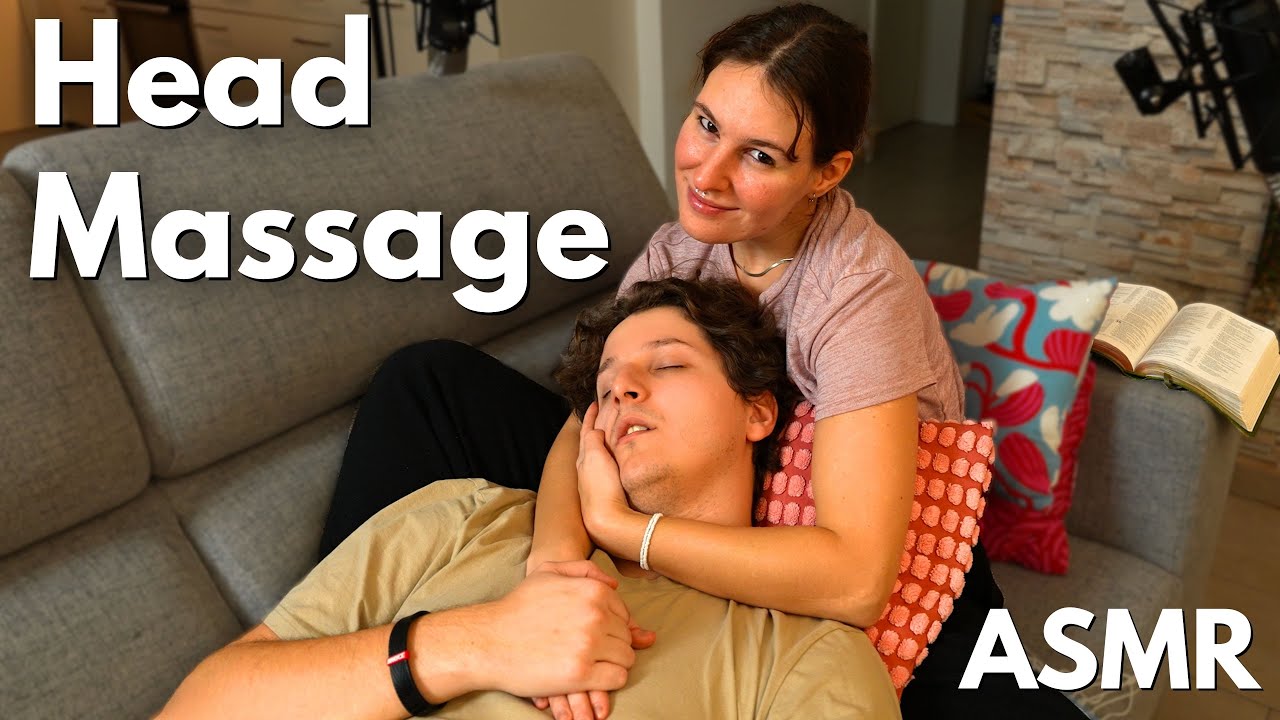 Sleepy and Wholesome ASMR On My Husband! | Relaxing Head, Shoulders and Face Massage