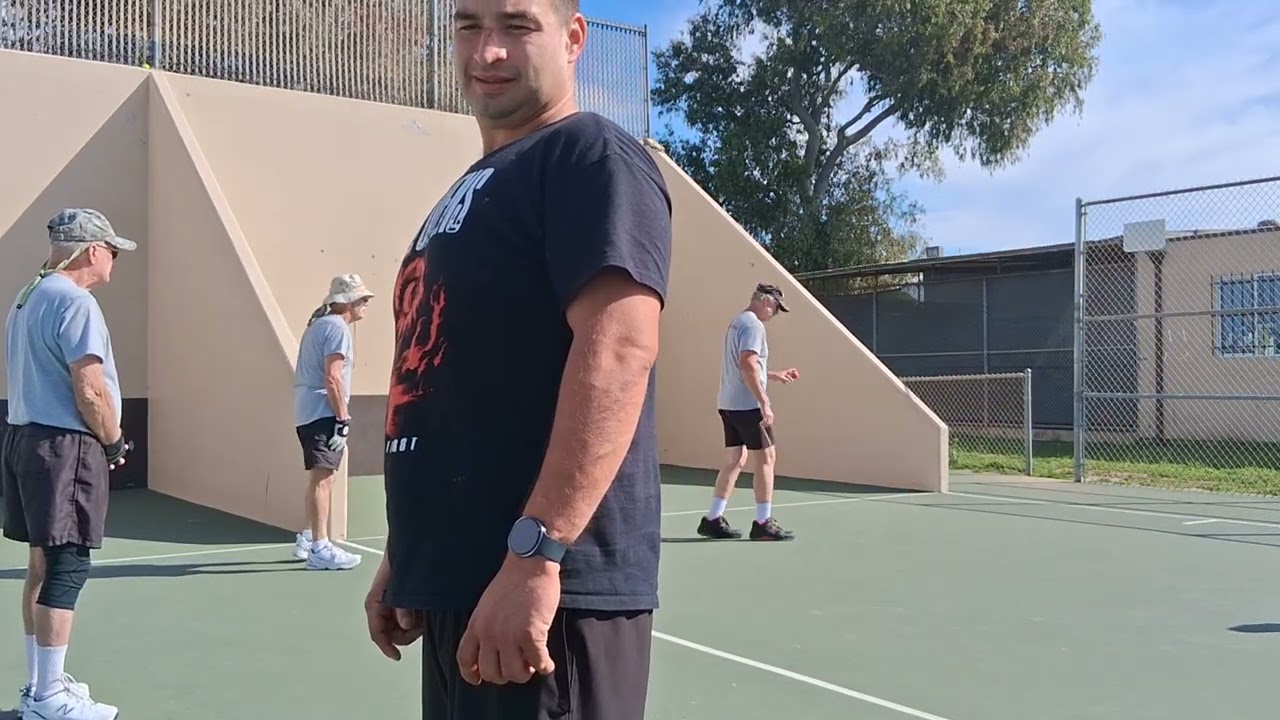 Greg and Patrick vs Bruce and Carl 1st game Robb field handball tournament 
