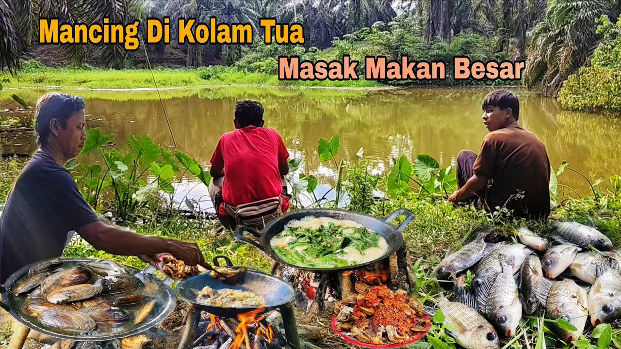 MANCING DI KOLAM TUA  || PULUHAN TAHUN TAK DI URUS IKANNYA MASIH BANYAK, MASAK MAKAN BESAR
