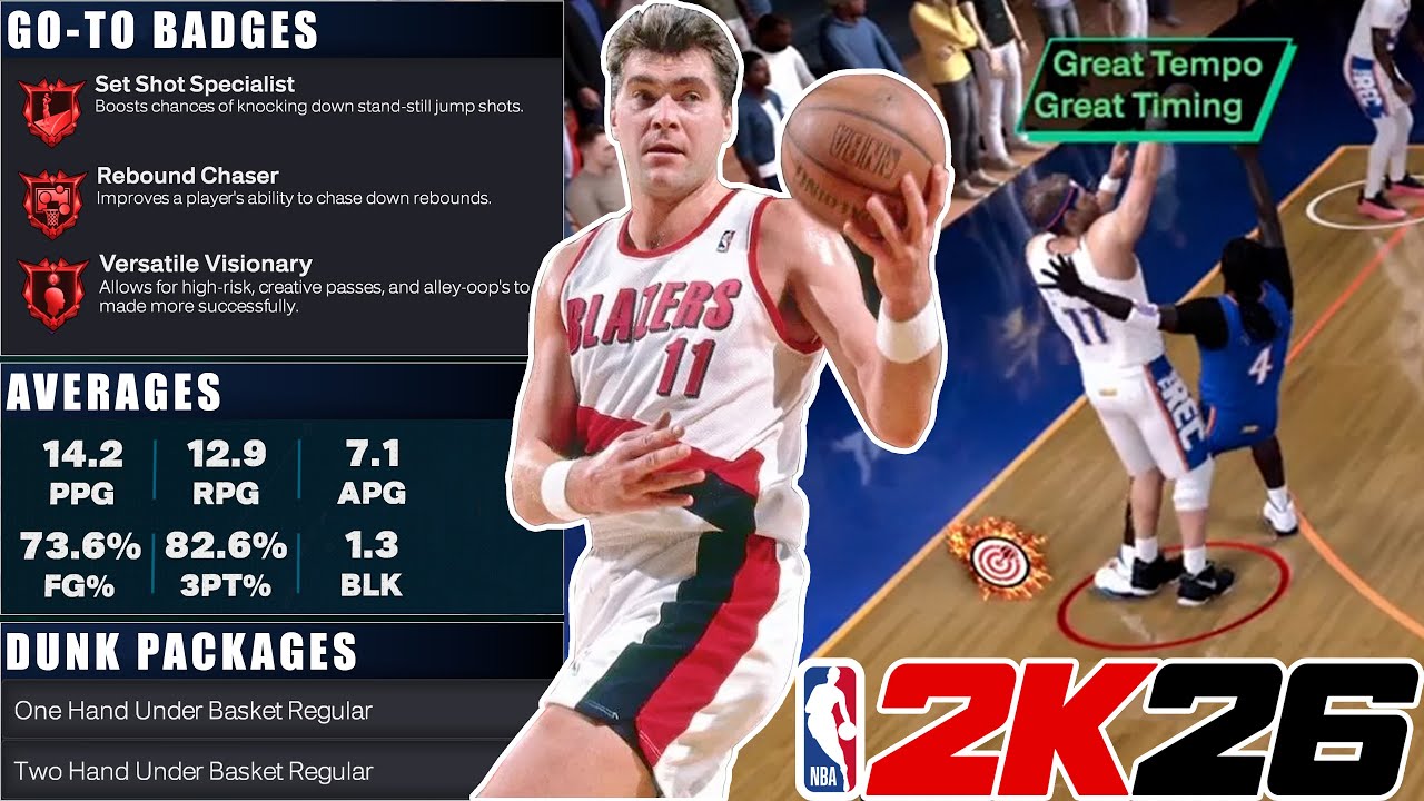 THIS 7'3 TRAILBLAZERS ARVYDAS SABONIS BUILD is an AUTOMATIC TRIPLE-DOUBLE in RANDOM REC on NBA 2K26!