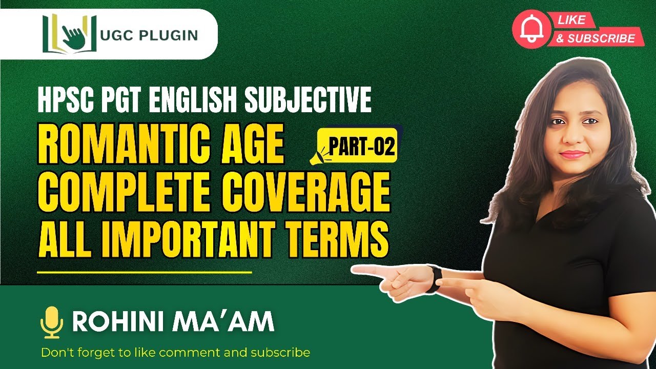 Romantic Age Literary Terms | HPSC PGT English Subjective Preparation | Part 2 | By Rohini Mam