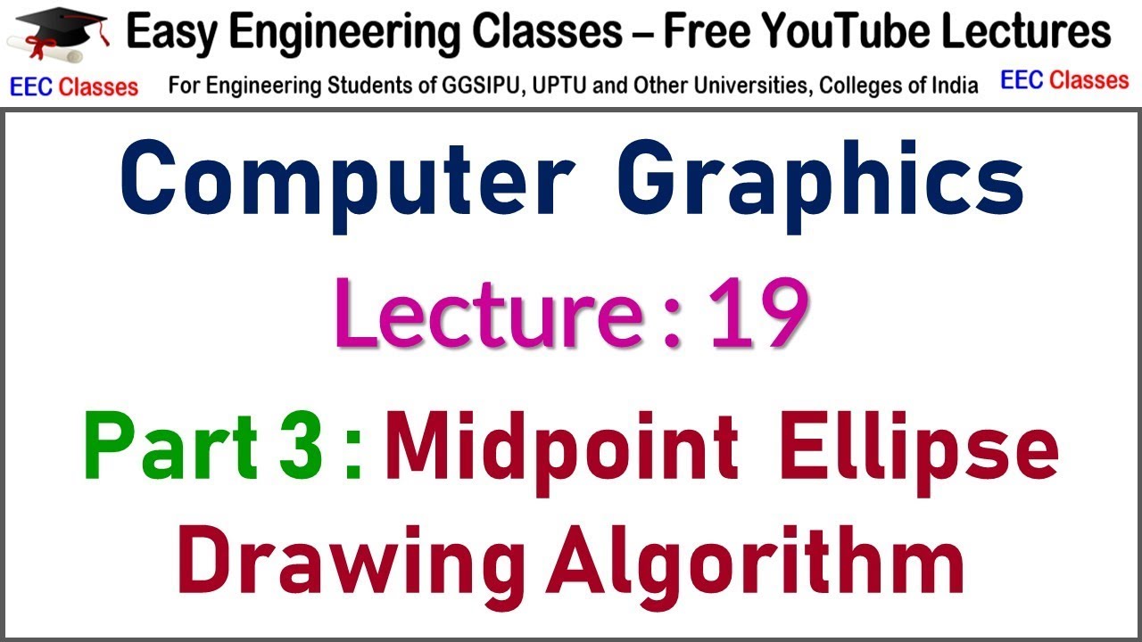 CGMM Lecture 19 | Solved Numerical example of Midpoint Ellipse Drawing Algorithm(Hindi/English)