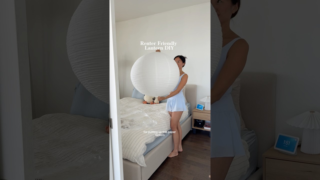 Renter friendly paper lantern hack #homehacks #paperlanterns #lamp #diy #lantern #homedecor #condo