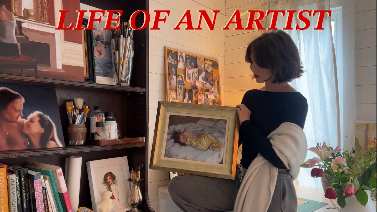A realistic Art Vlog, painting a commission, tidying the studio & framing ✨