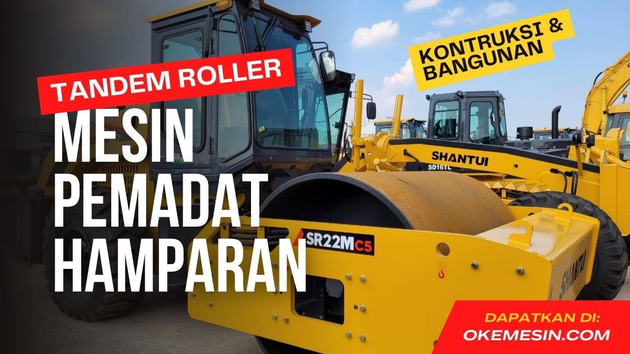 Compactor Road Roller Atau Tandem Roller Mesin Pemadat Hamparan Tanah, Kerikil, Hot Mix, Aspal dll