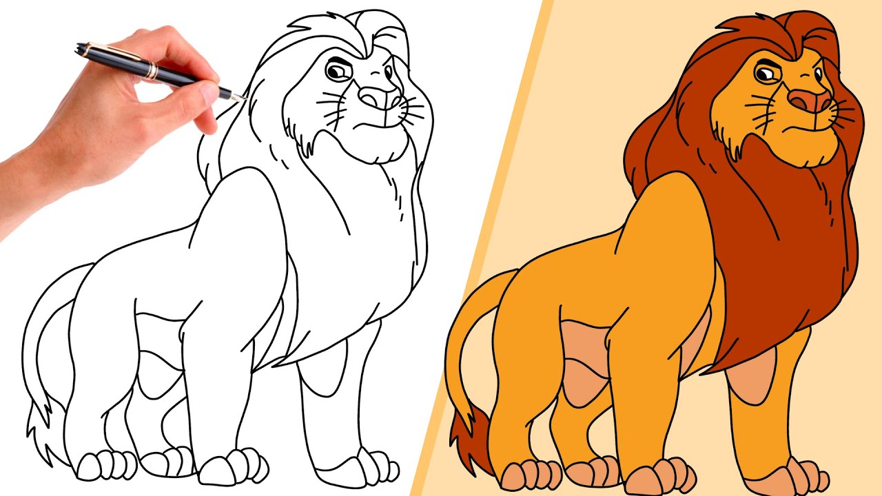 How To Draw MUFASA FROM THE LION KING // Step-By-Step