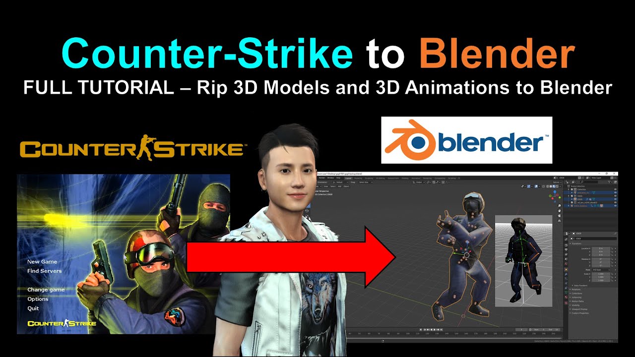 Iclone Учебник - Импорт Counter-Strike 3D модели в Blender - Crowbar Учебник
