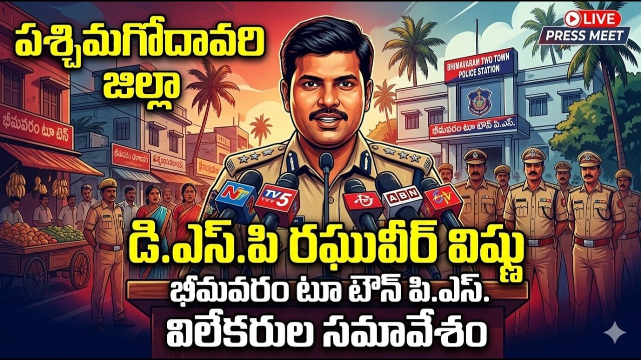 పశ్చిమగోదావరి జిల్లా భీమవరం టూ టౌన్ పోలీస్ స్టేషన్ లో డి.ఎస్.పి రఘువీర్ విష్ణు విలేకరుల సమావేశం