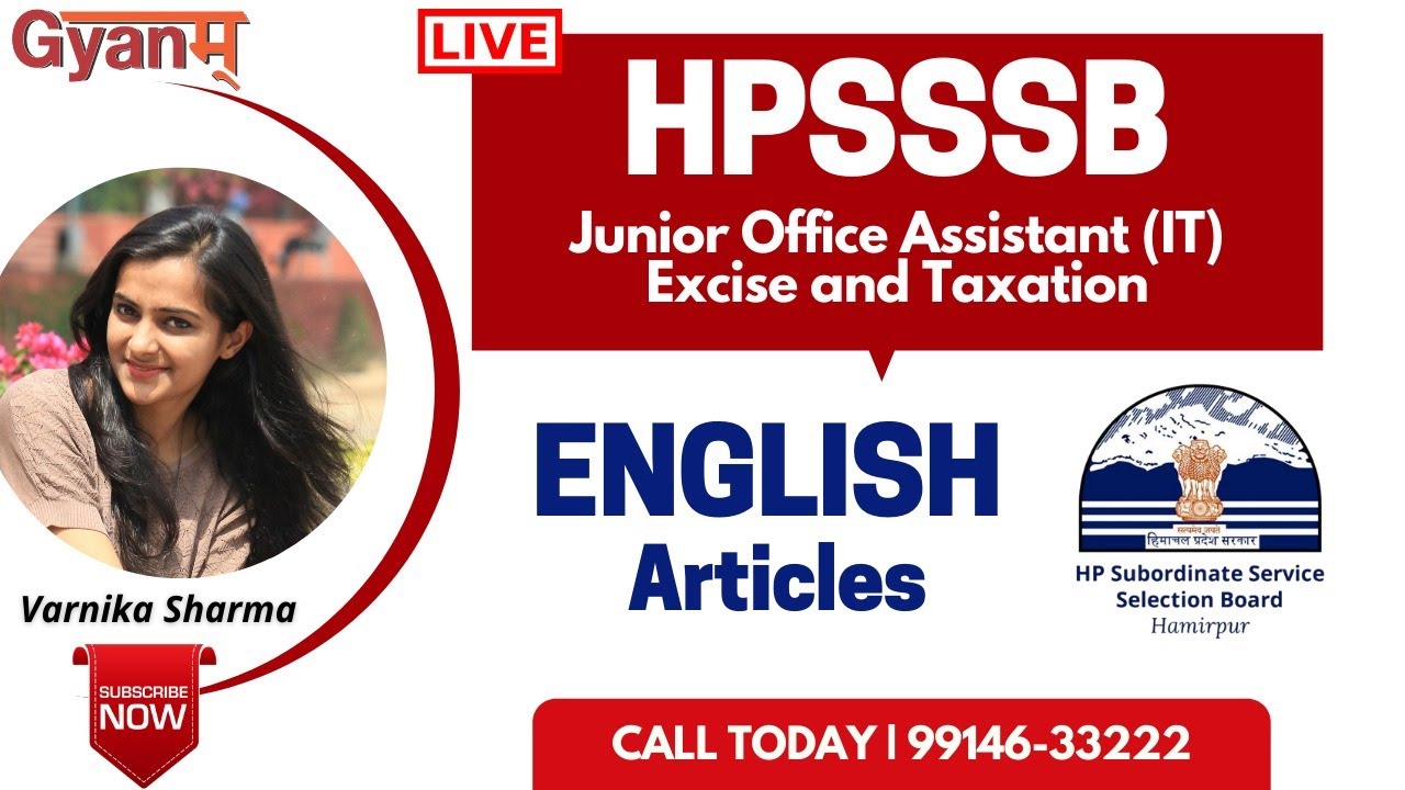 HPSSSB 2020 | ENGLISH LANGUAGE | ARTICLES | VARNIKA SHARMA | GYANM