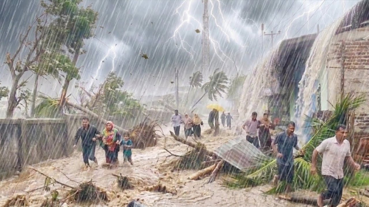 THE BIGGEST RAINSTORM IN HISTORY IN AN INDONESIAN VILLAGE, EXTREME STRONG WINDS AND LIGHTNING, FLOOD