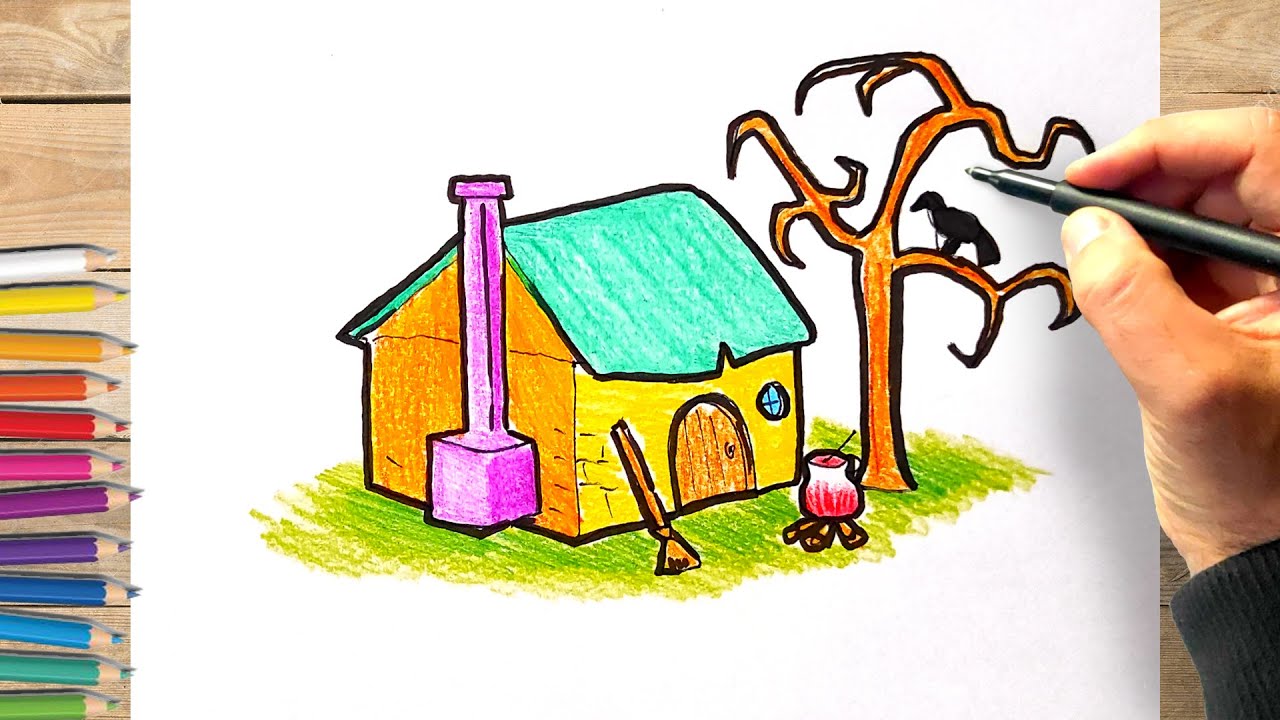 Comment dessiner une maison de sorcière dessin