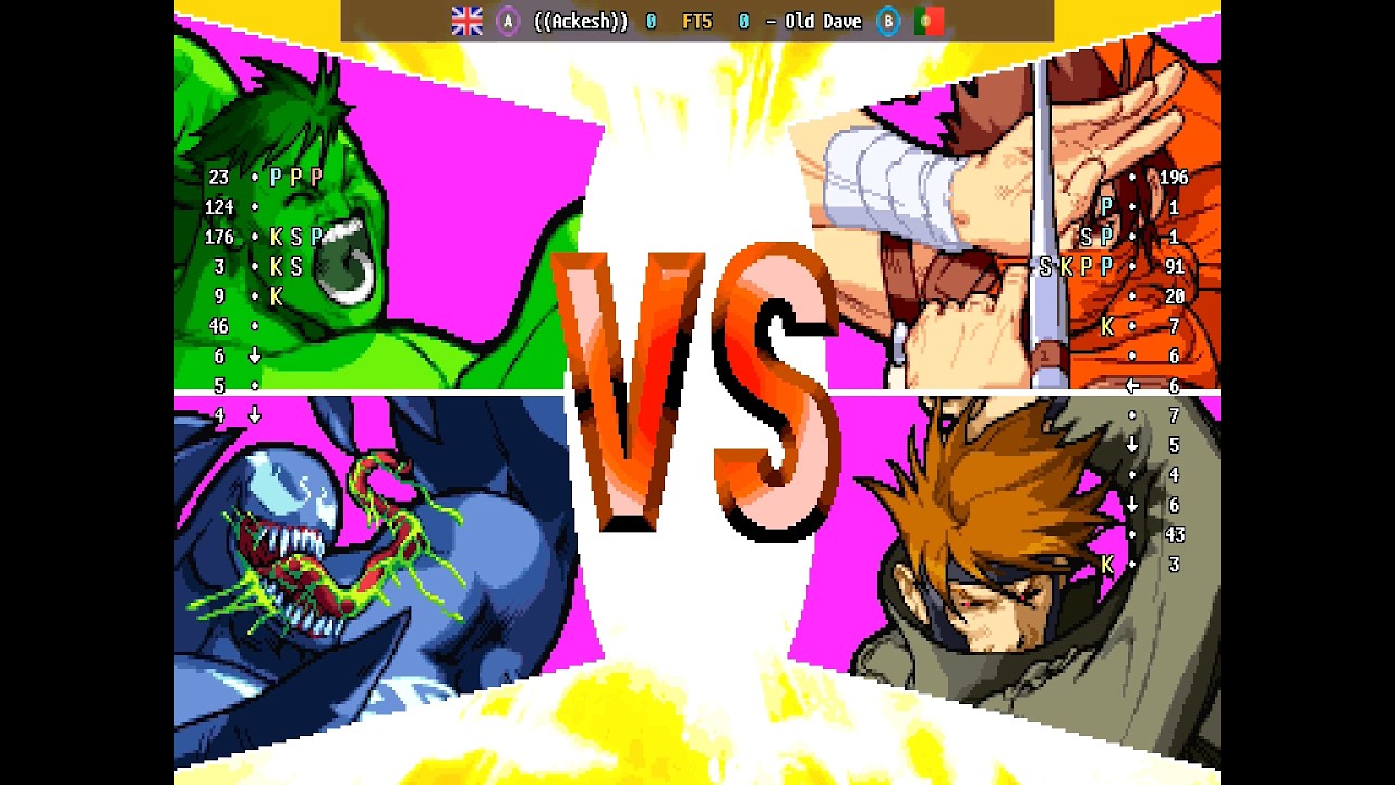 Marvel vs. Capcom - 🇬🇧 ((Ackesh))(A) vs 🇵🇹 - Old Dave(B) | Fightcade (2026-03-09 19:29 UTC)