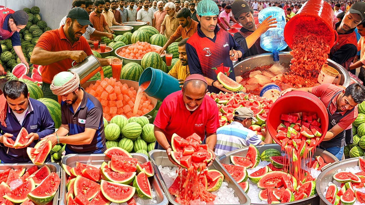 REFRESHING WATERMELON 🍉 JUICE IN SUMMER | TARBOOZ KA SHARBAT | AMAZING STREET DRINKS OF PAKISTAN