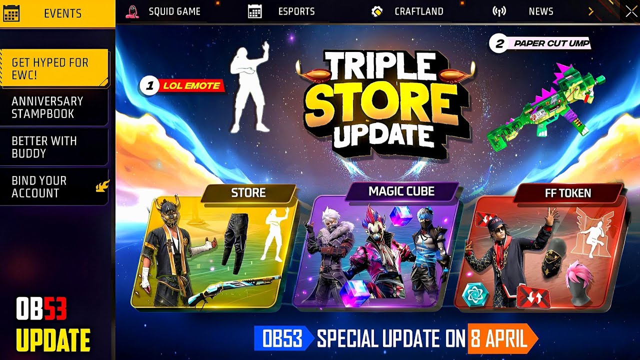 OB53 Triple Store Update New Items🥳🔥| Magic Cube Store Update | Free Fire New Event | ff new event