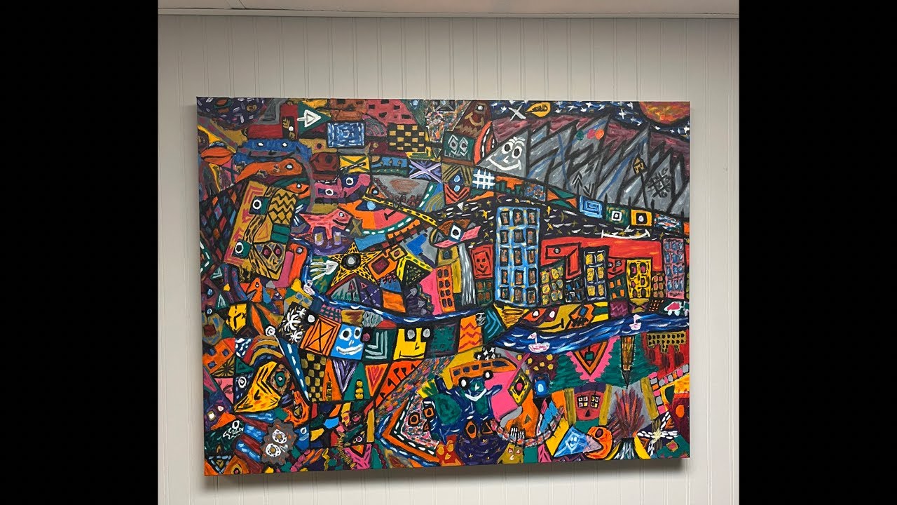 Watch Me Paint A Large Chaotic Doodle Oil Painting - Art Process Livestream!