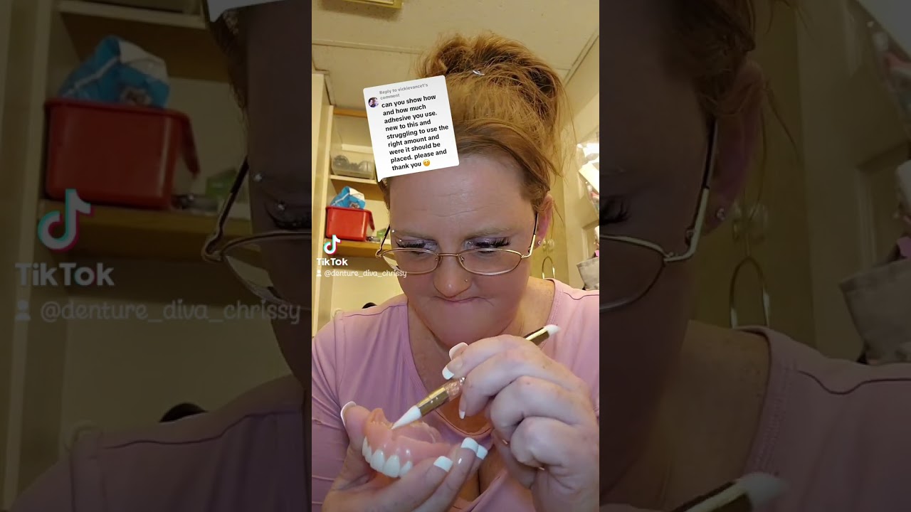 How much Adhesive? #dentures #gummy #toothless