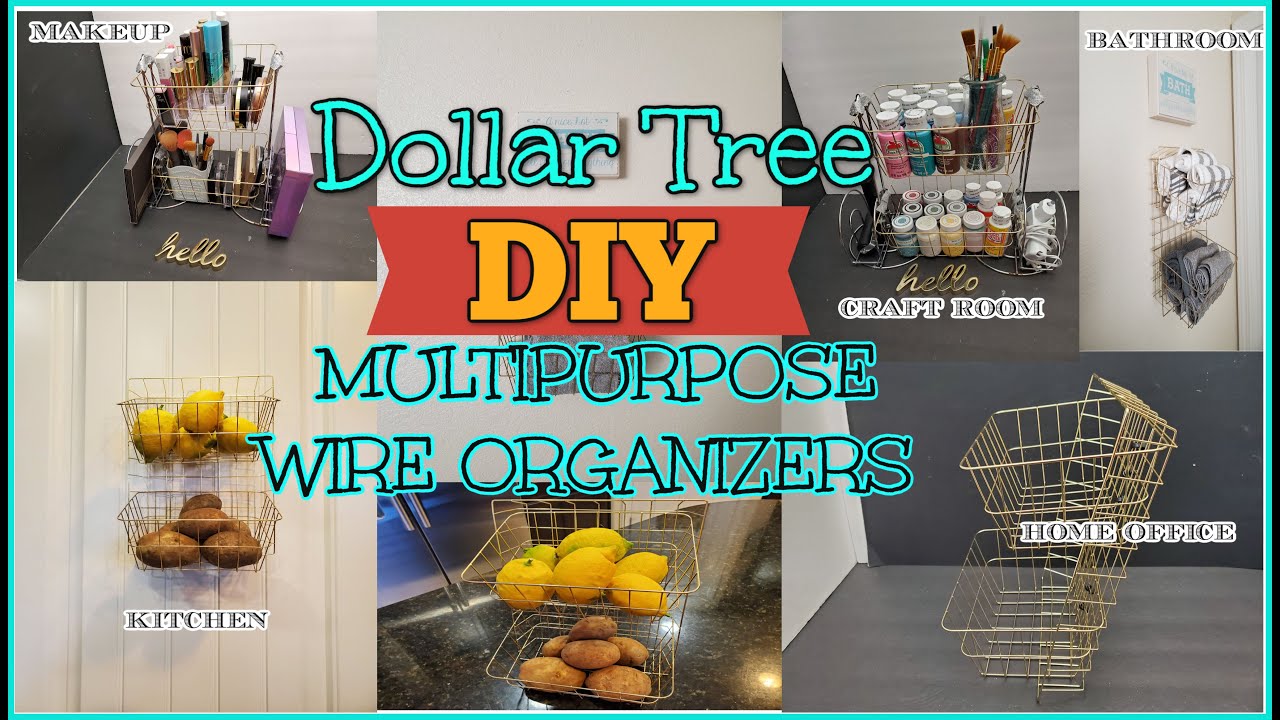 2 DOLLAR TREE DIY MULTIPURPOSE WIRE ORGANIZERS~CRAFTROOM KITCHEN BATHROOM MAKEUP PANTRY ORGANIZERS