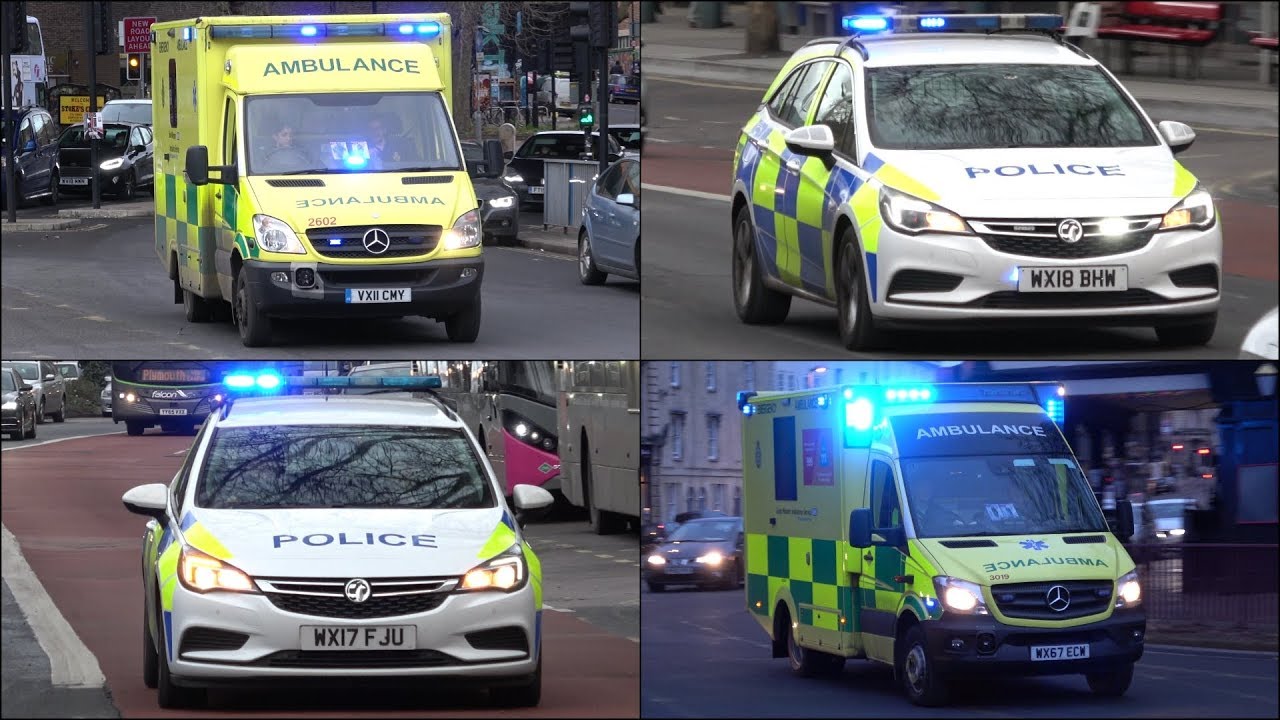 Police Cars and Ambulances responding in Bristol