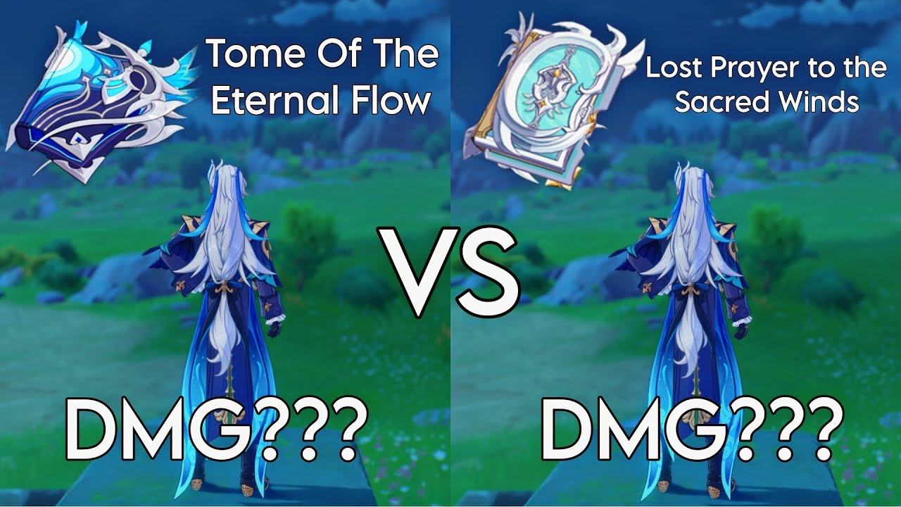 C0 Neuvillette Damage Comparison - R1 Tome Of Eternal Flow VS R1 Lost Prayer [Genshin Impact]