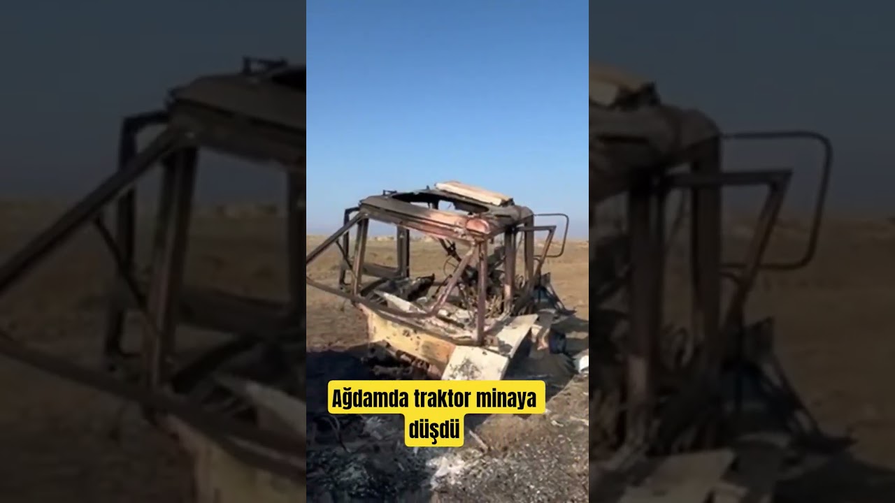 Ağdamda traktor minaya düşdü