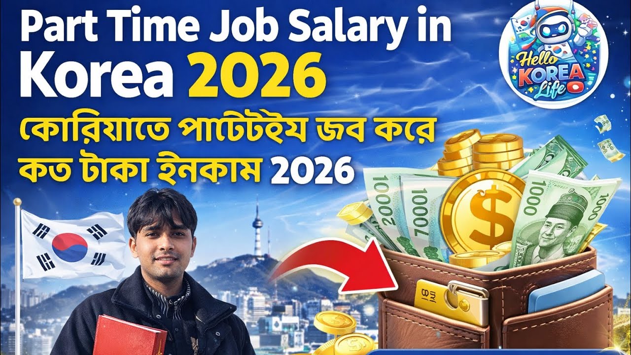 Part time job salary in korea 2026  কোরিয়াতে পার্টটাইম জব করে কত টাকা ইনকাম 2026 Update. 