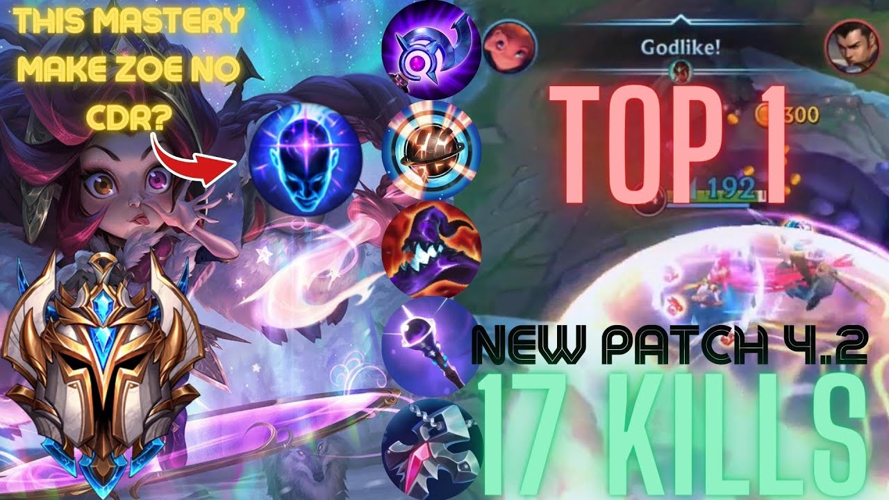 [WILD RIFT] TOP 1 ZOE PLAYER NEW PATCH 4.2 - 9S CHALLENGER GAMEPLAY + BUILD