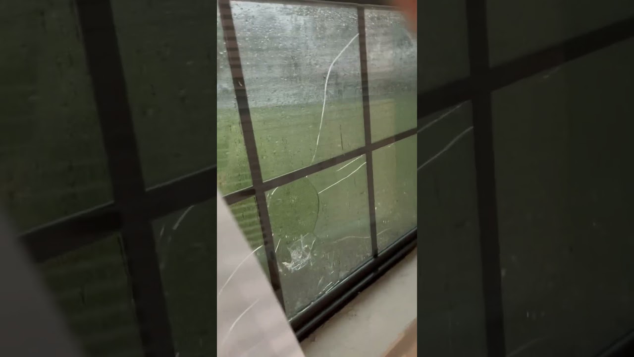 Broken window by the hail storm 😓🤦&zwj;♀️⛈️