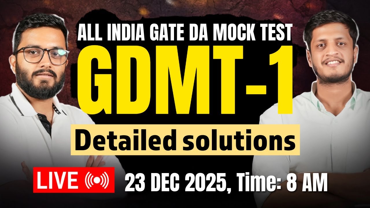 All India GATE DA Mock Test (GDMT-1) | Detailed Solutions | GATE DA 2026
