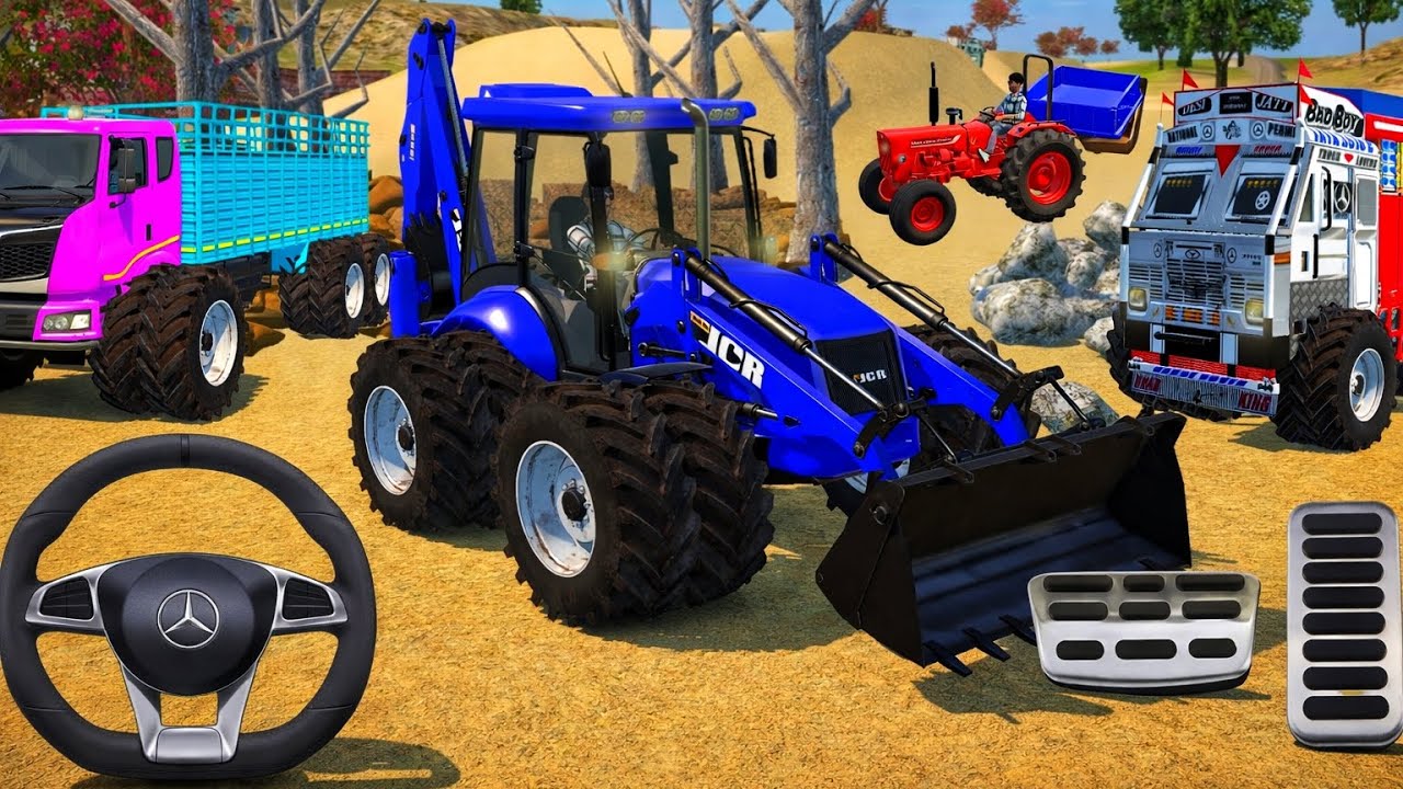 🔴Drive JCB and Uploading 🪨🏗Stone From Dumper🌋 Truck in Game #truck #jcb #tractor #dumper #games 0139