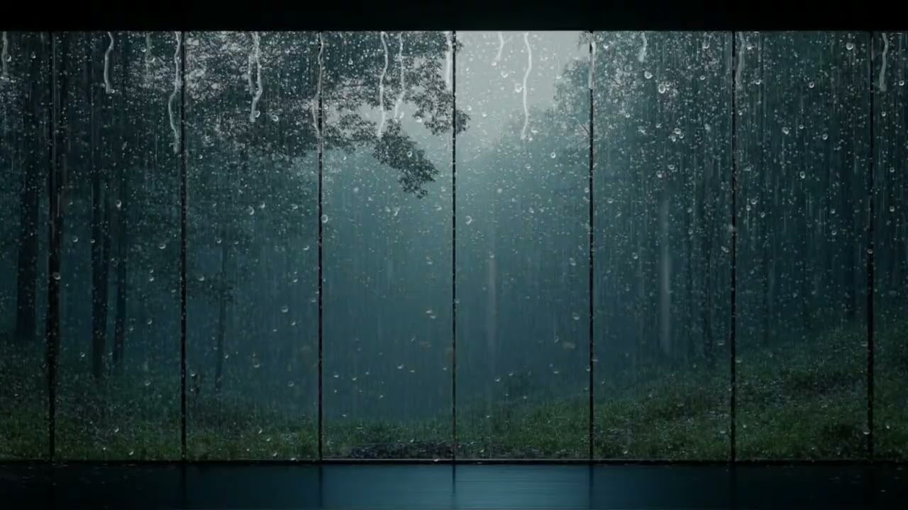 Rain Sound On Window with Thunder Sounds ' ASMR ' Study and Relaxation, Heavy Rain for Sleep