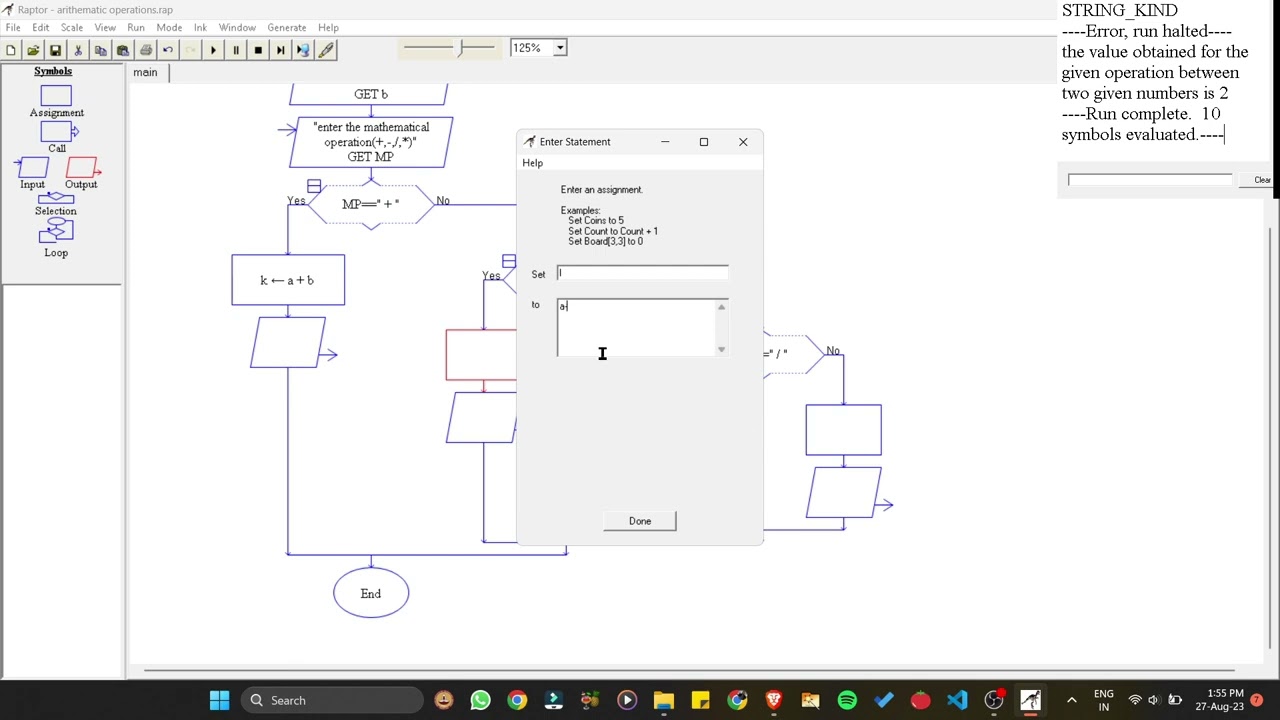 Raptor flowchart-Computational thinking-Perform the given arithmetic operation on given two numbers