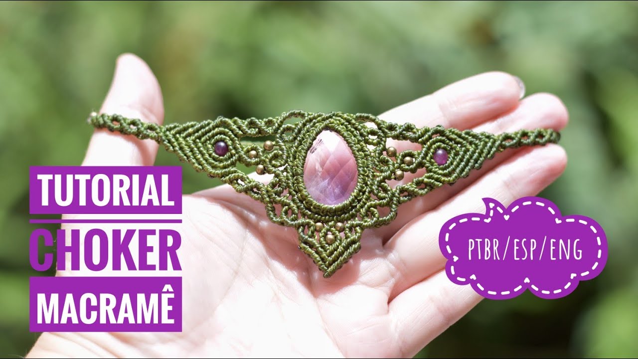 Macramê Tecendo Cor em Nós | TUTORIAL Como fazer um CHOKER em MACRAMÊ | 04/2024