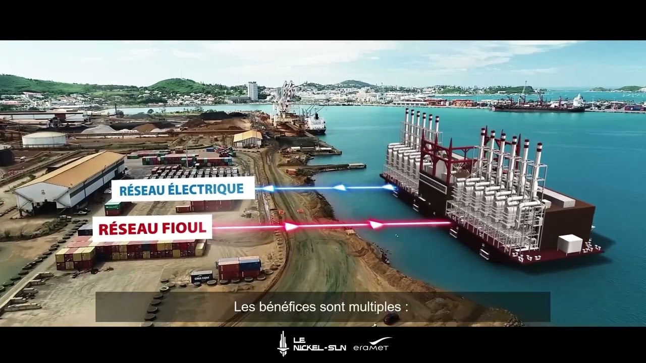 La centrale accostée temporaire du site industriel de la SLN à Nouméa.