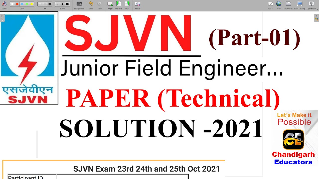 SJVN  Junior Field Engineer 2021 ||  Solved PYQ [ Part-01]  ||  Chandigarh Educators