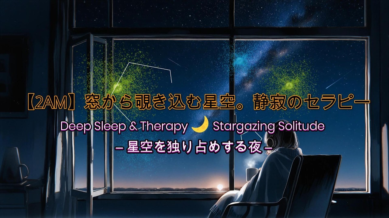 【2AM】窓から覗き込む星空。静寂のセラピー。｜Deep Sleep & Therapy 🌙 Stargazing Solitude ― 星空を独り占めする夜 ―