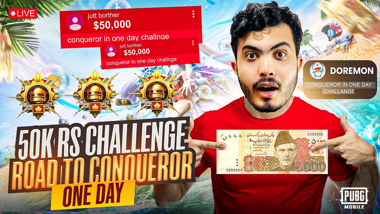 50,000 RS CHALLENGE ROAD TO CONQUEROR WITH 11KD RANK 200  | DOREAMON GAMING | PUBG MOBILE