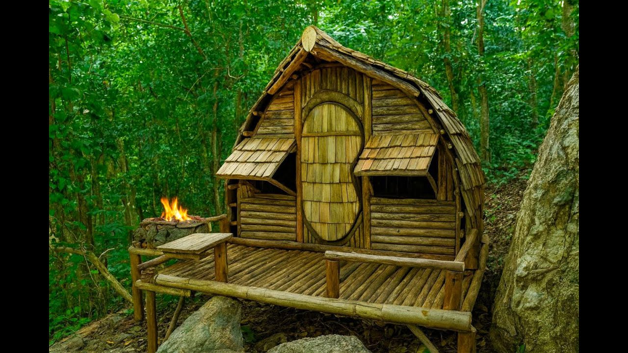 14Days Build House From Pallets In Warm Shelter Camping Solo Cooking
