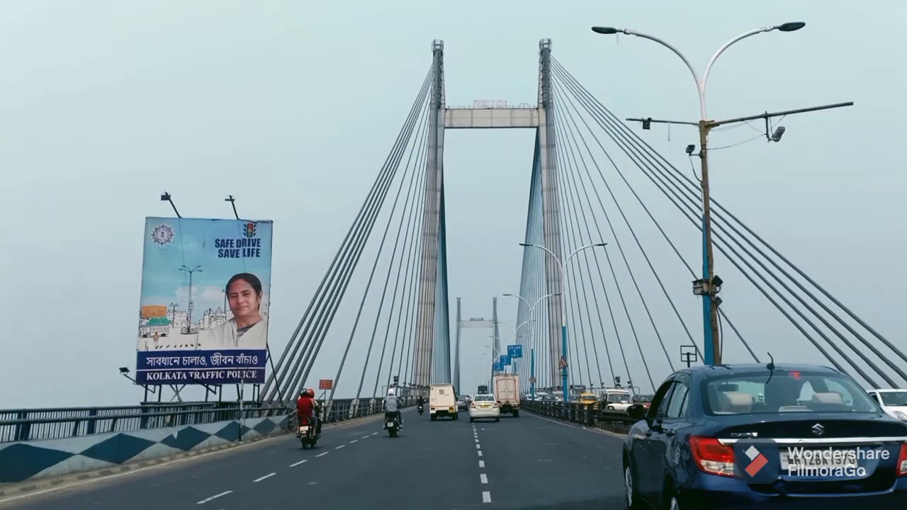 #Kolkata to #Howrah// Second Hooghly Bridge #Hanging Bridge in Kolkata#Vidyasagar Setu#City of Joy