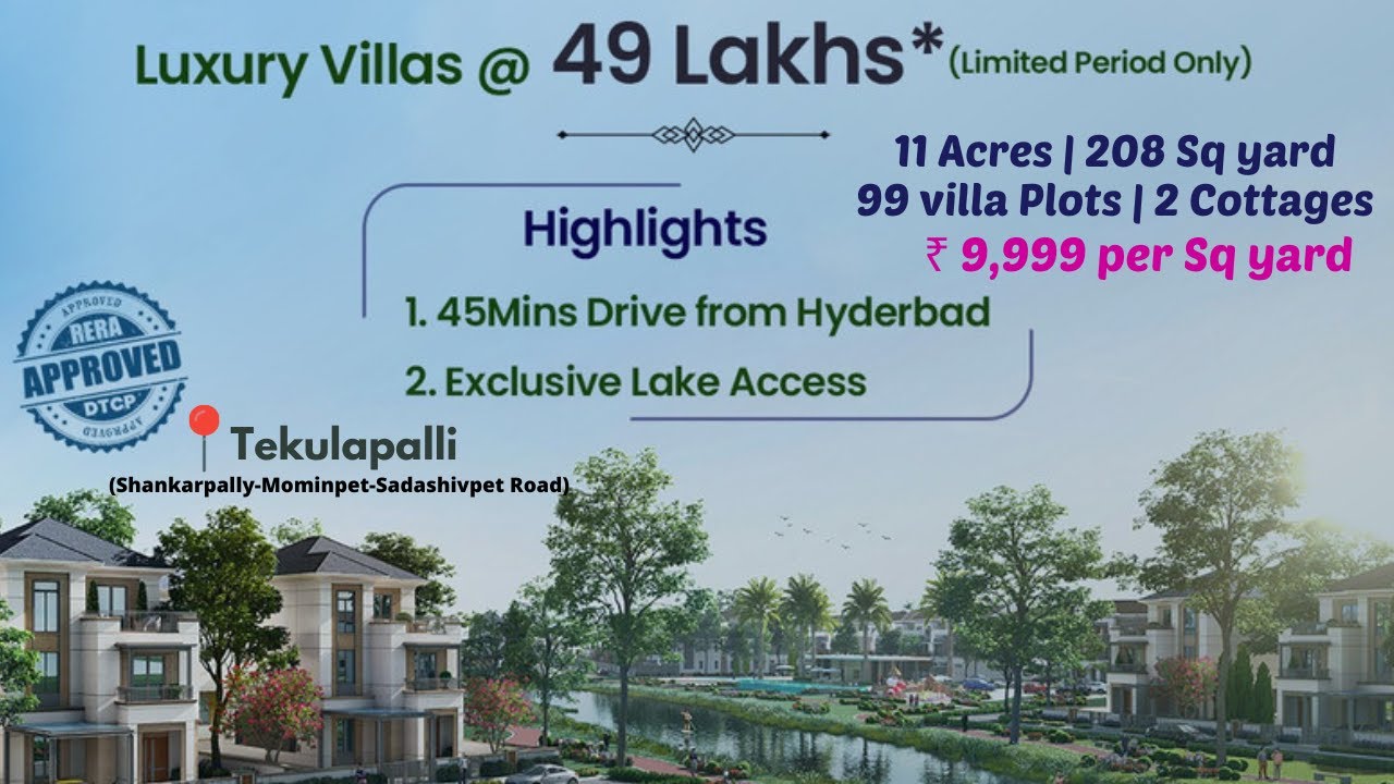 11 Acres Weekend Villa Plots || DTCP &RERA Approved || ₹ 9,999/-Sq yard || Shankarpally || Hyderabad