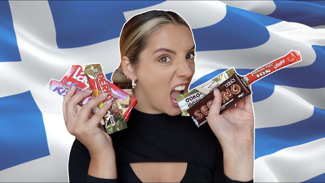 BRITISH GIRL TRIES GREEK CANDY