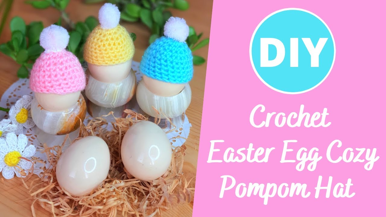 Learn to crochet easter Egg cozy hat with pompom
