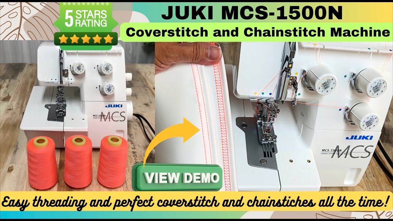 EASY THREADING GUIDE FOR JUKI MCS 1500N COVERSTITCH MACHINE WITH 3 THREADS #juki #sewingtutorial