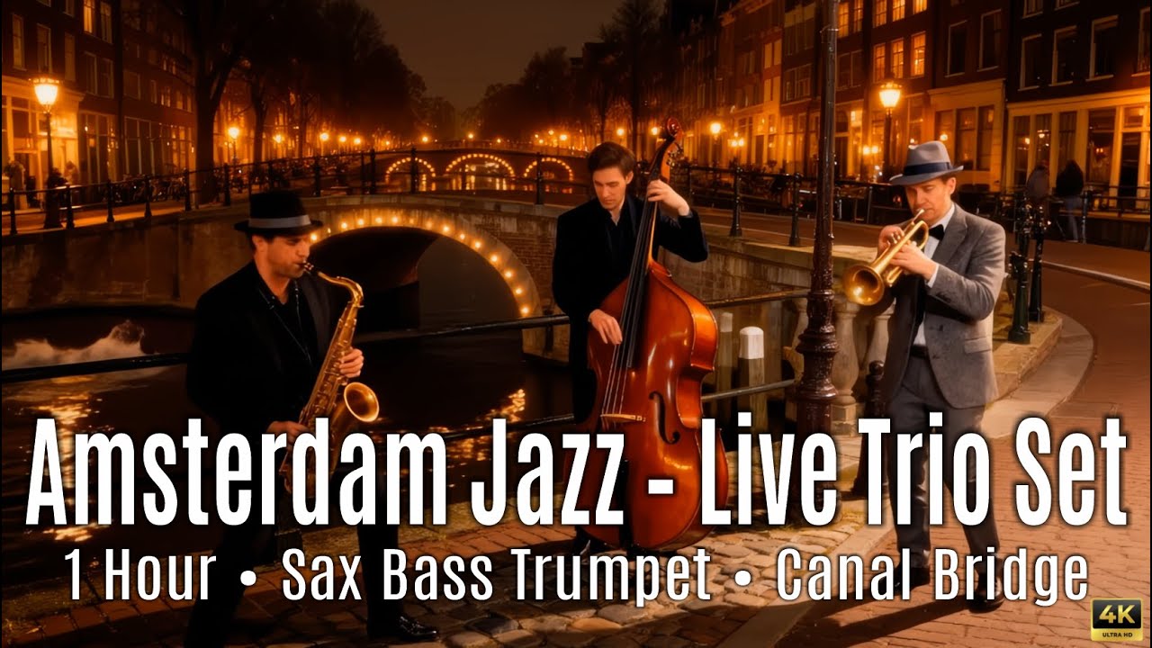 (4K) Amsterdam Jazz Trio • 1 Hour Live Canal Session • Velvet Noir