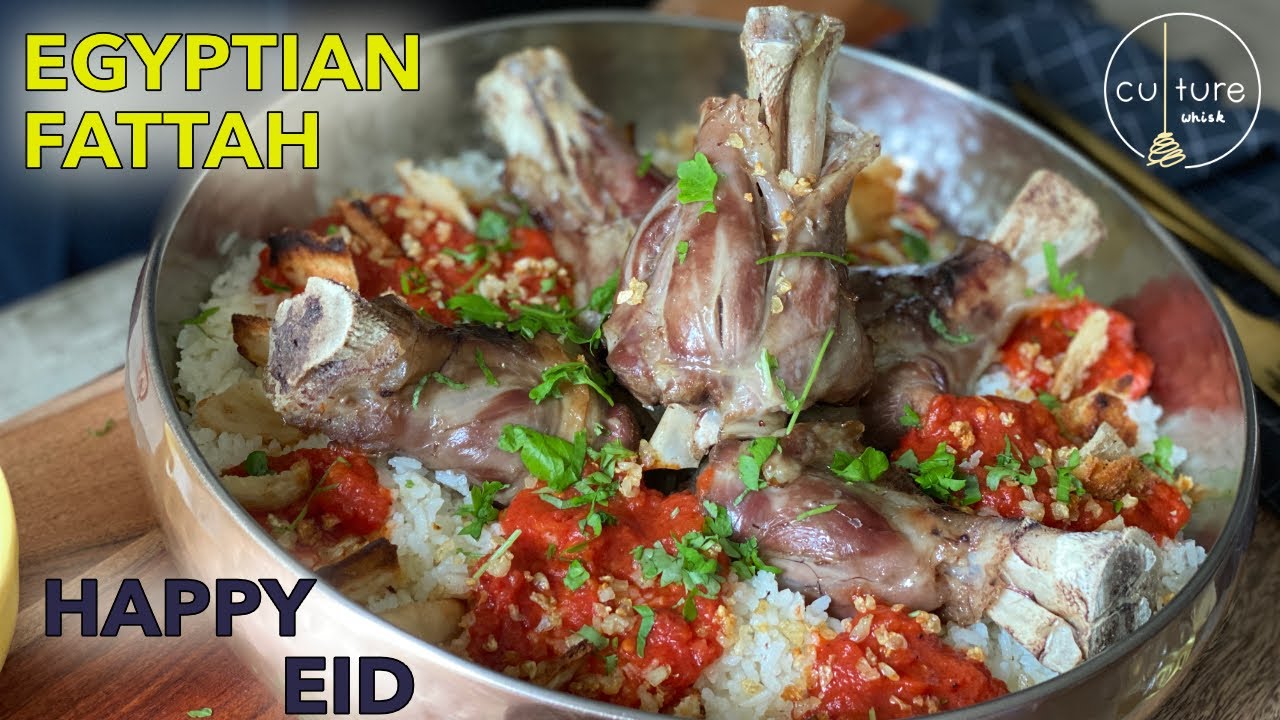 EGYPTIAN FATTAH - EID MEAL | LAMB SHANK & GARLIC TOMATO RICE DISH | ‏فتة مصري أصلي ‏بالخل ‏والثوم