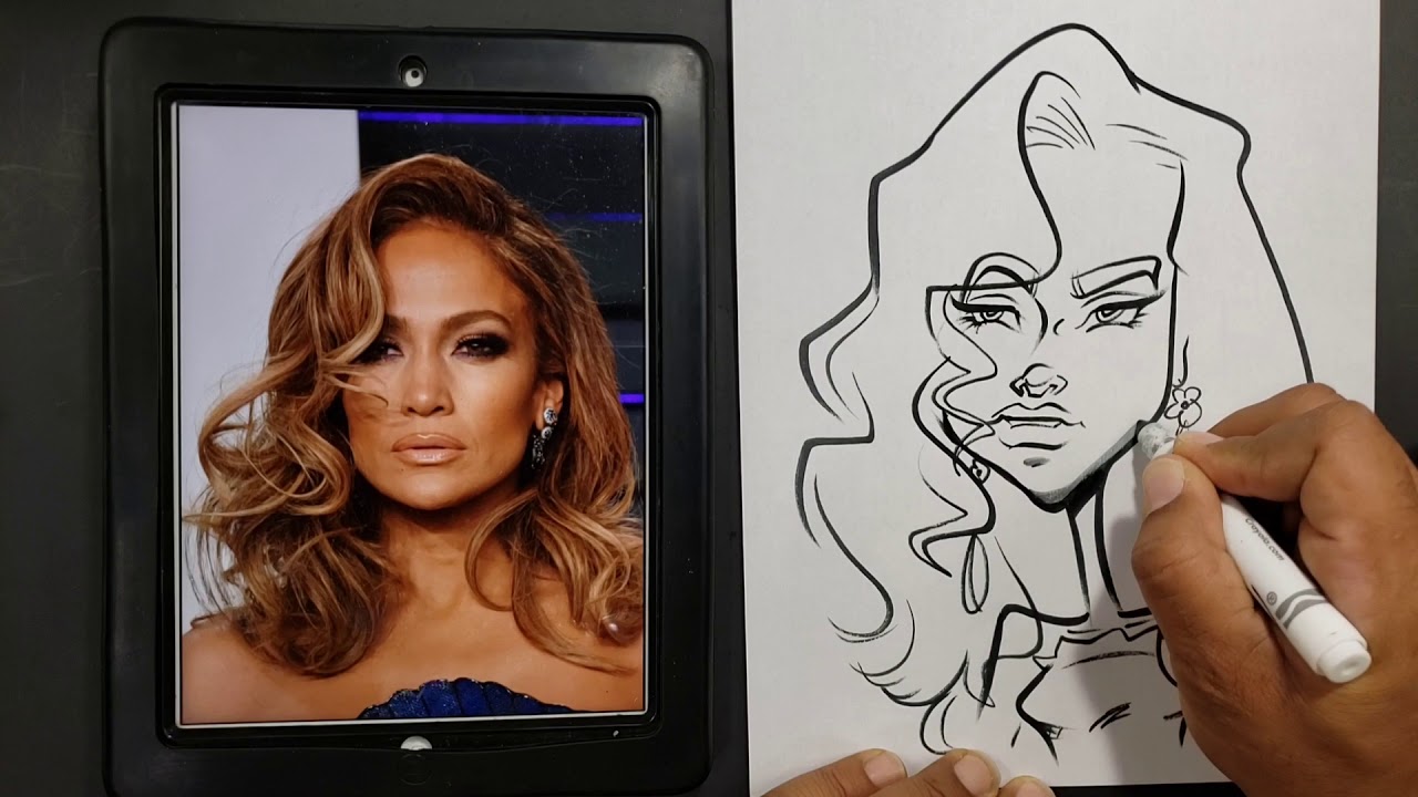 How to draw Caricature of Jennifer Lopez