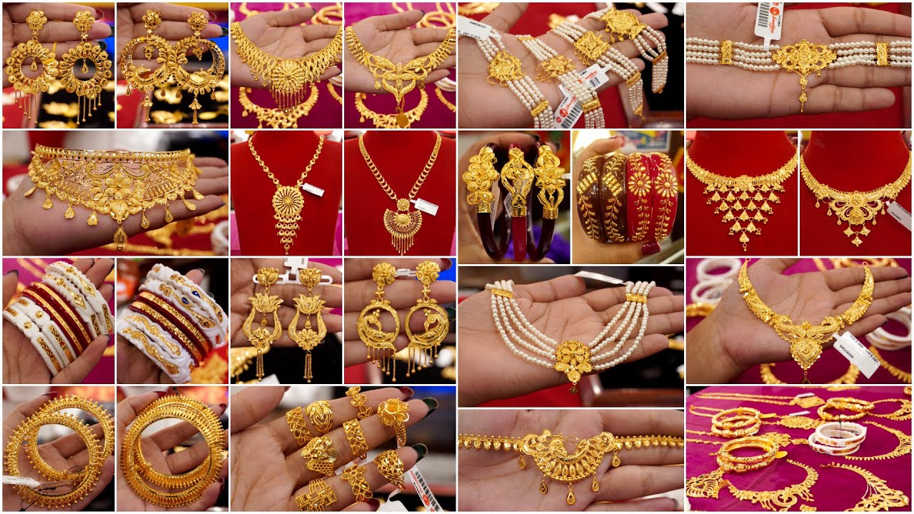 Matro 1 Gram Theke 😍 Biyer Sob Rokom Goyna o Gold Jewellery | Earrings/Necklace/Bala/Angti/Choker 15