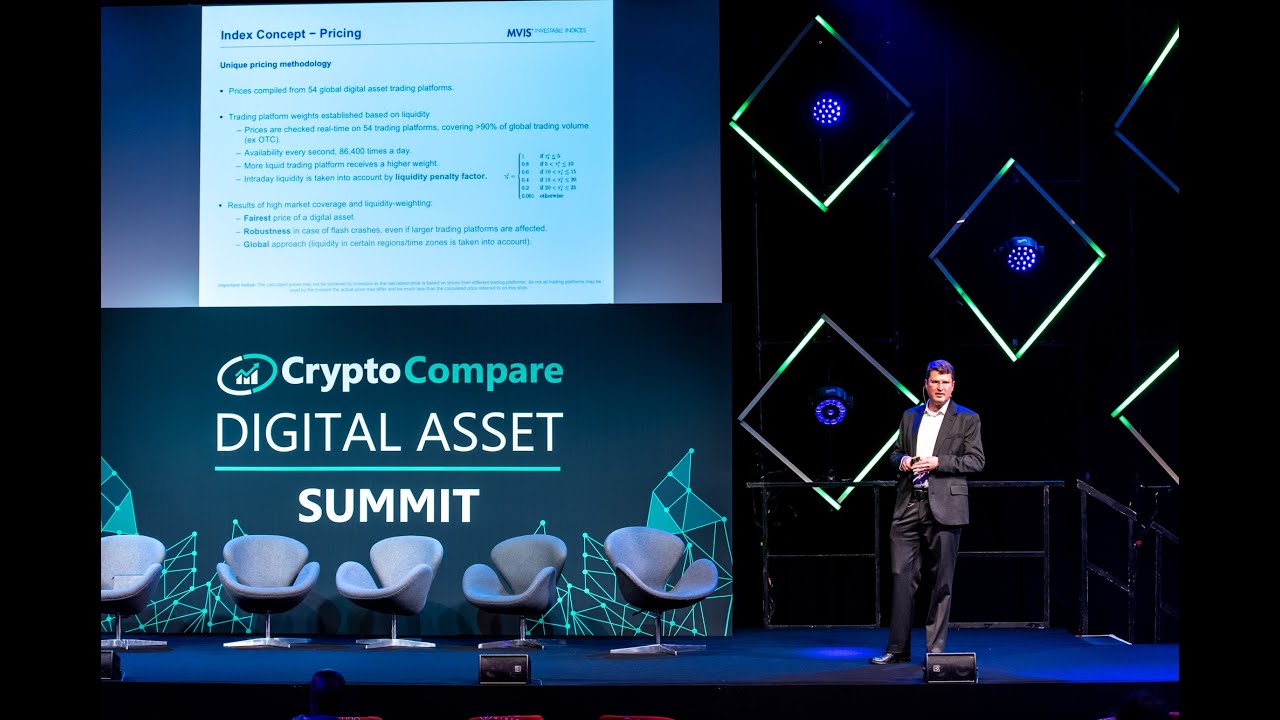Thomas Kettner speaking at the CryptoCompare Digital Asset Summit about Digital Asset Indices